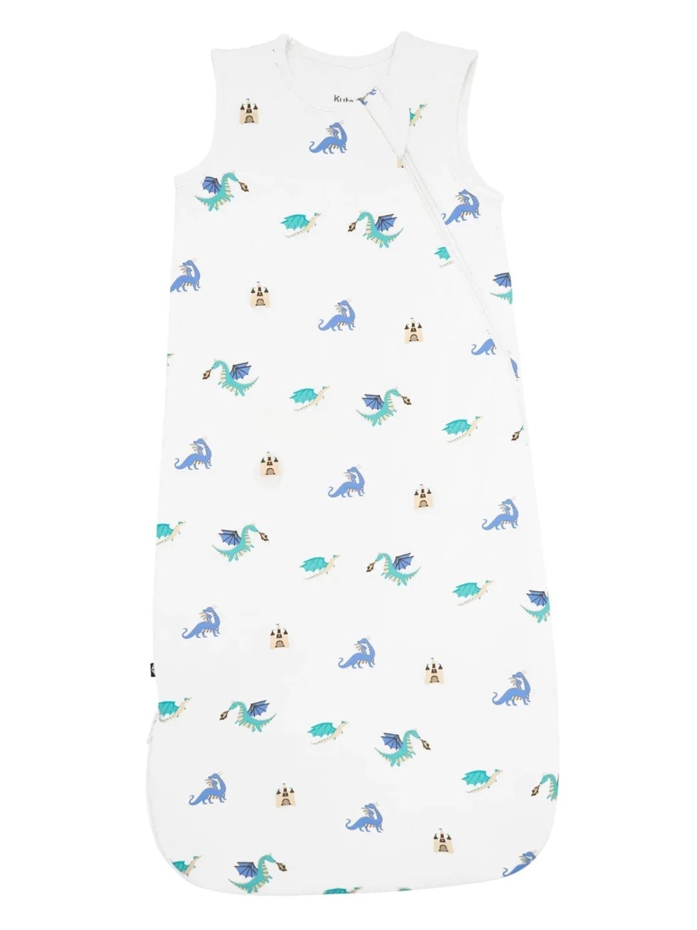 Kyte BABY White Sleep Sack with Blue and Teal Dragon Print size small